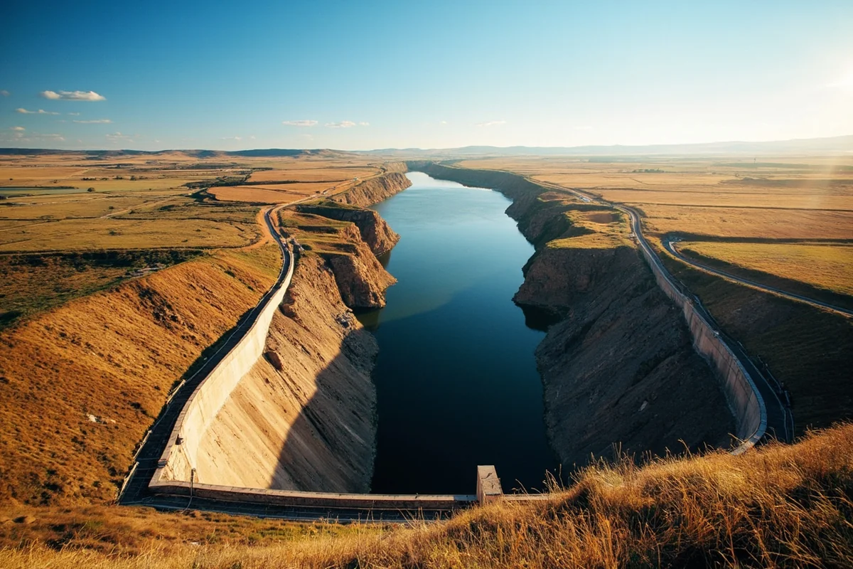 Tiber Dam and Lake Elwell on the Marias River in north-central Montana
