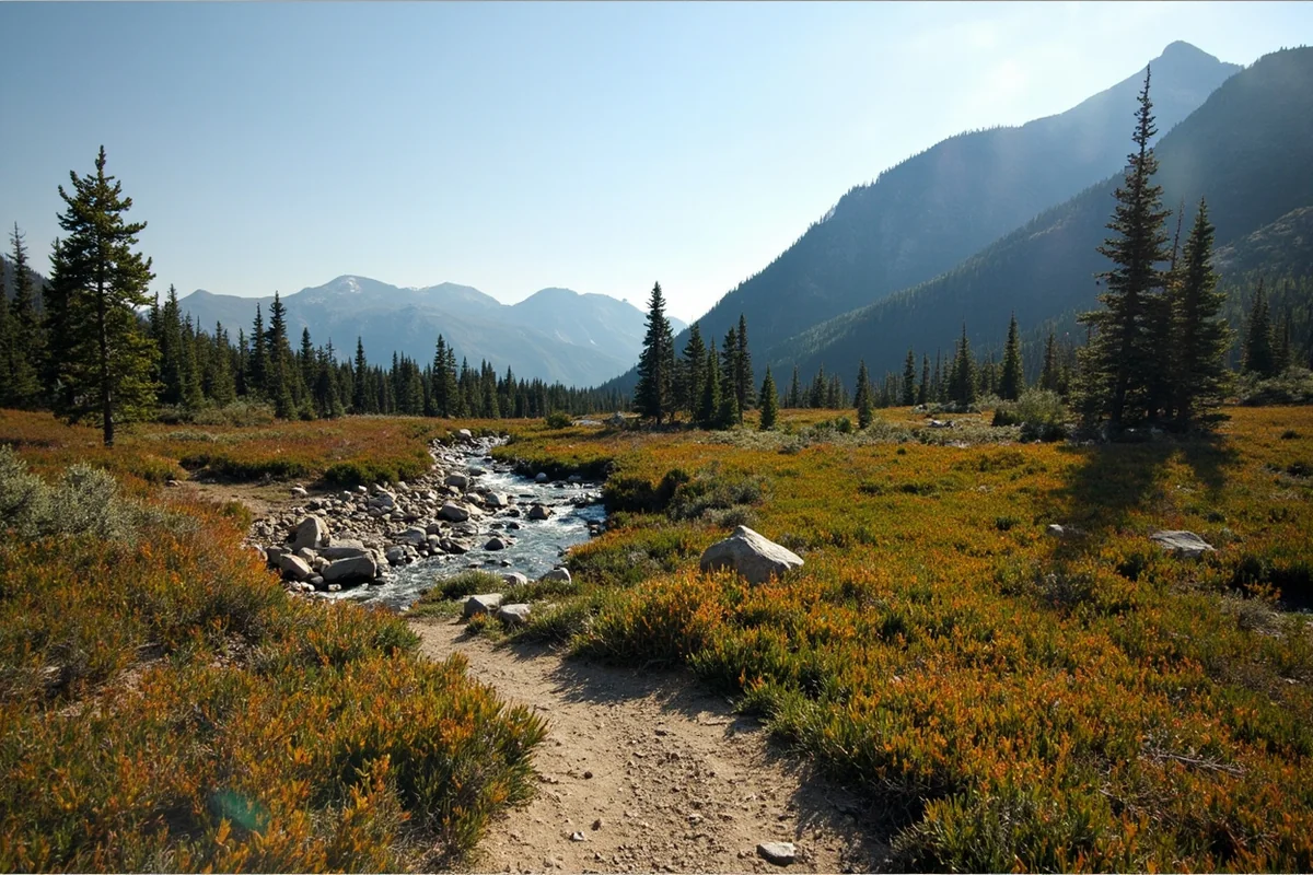 Unmarked trail junction near Moon Creek in the Beartooth Mountains