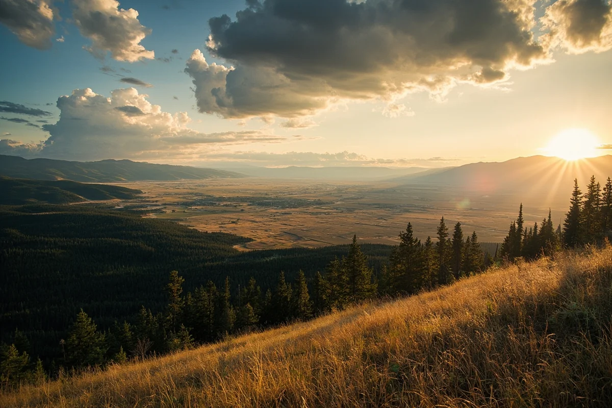 View from a ridge in the Big Snowy Mountains looking out over the Montana prairie