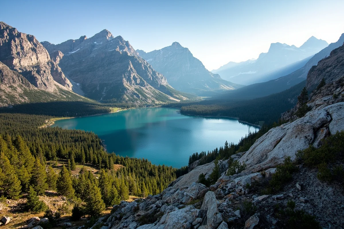 View looking back down toward Mystic Lake from the Huckleberry Lake side trail