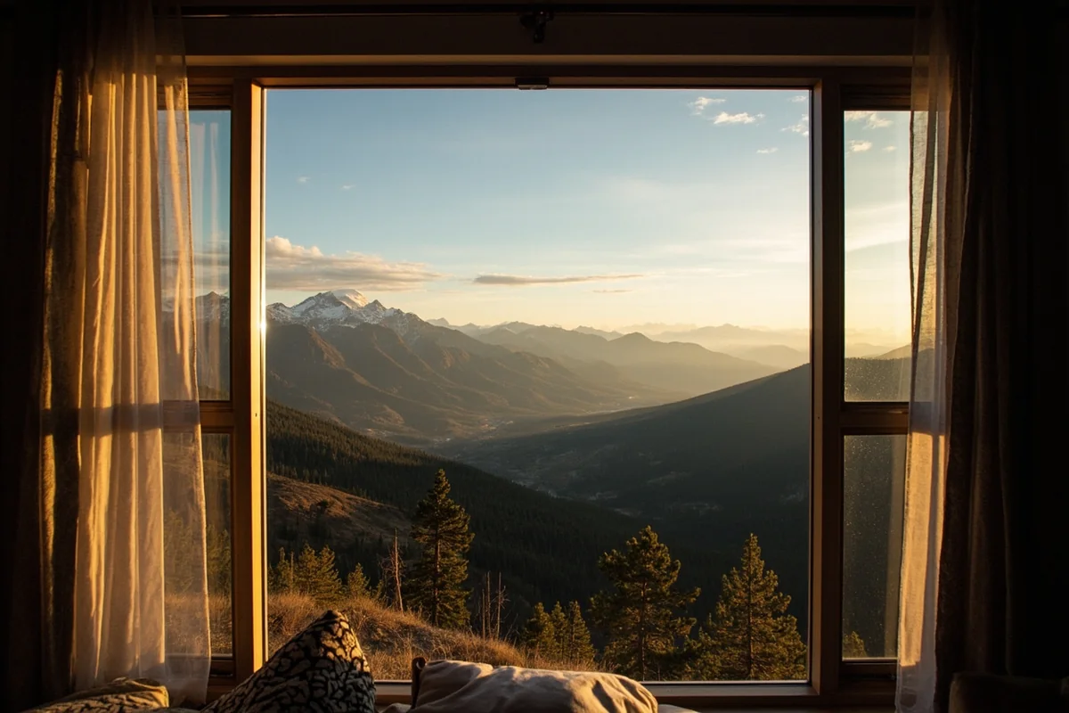View of the Smith River Valley and mountain ranges from the upper level of the Castle Museum