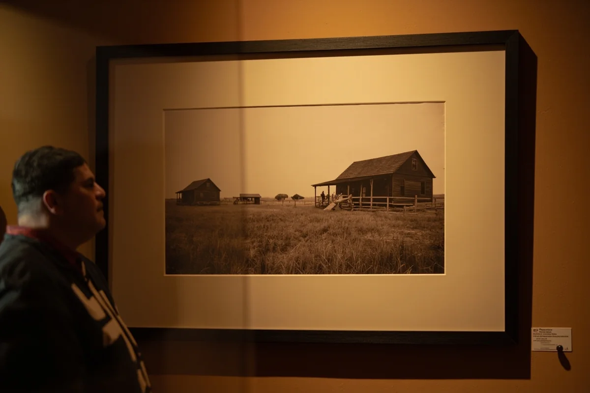Vintage photograph by Evelyn Cameron displayed at the Evelyn Cameron Gallery in Terry, Montana