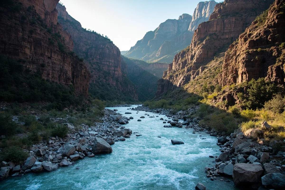 Whitewater rapids in Sun River Canyon along the Rocky Mountain Front in Montana