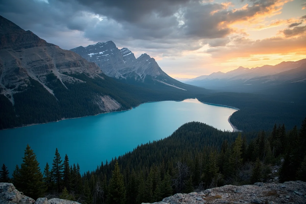 Wide view of Lake Koocanusa reservoir near Eureka, Montana